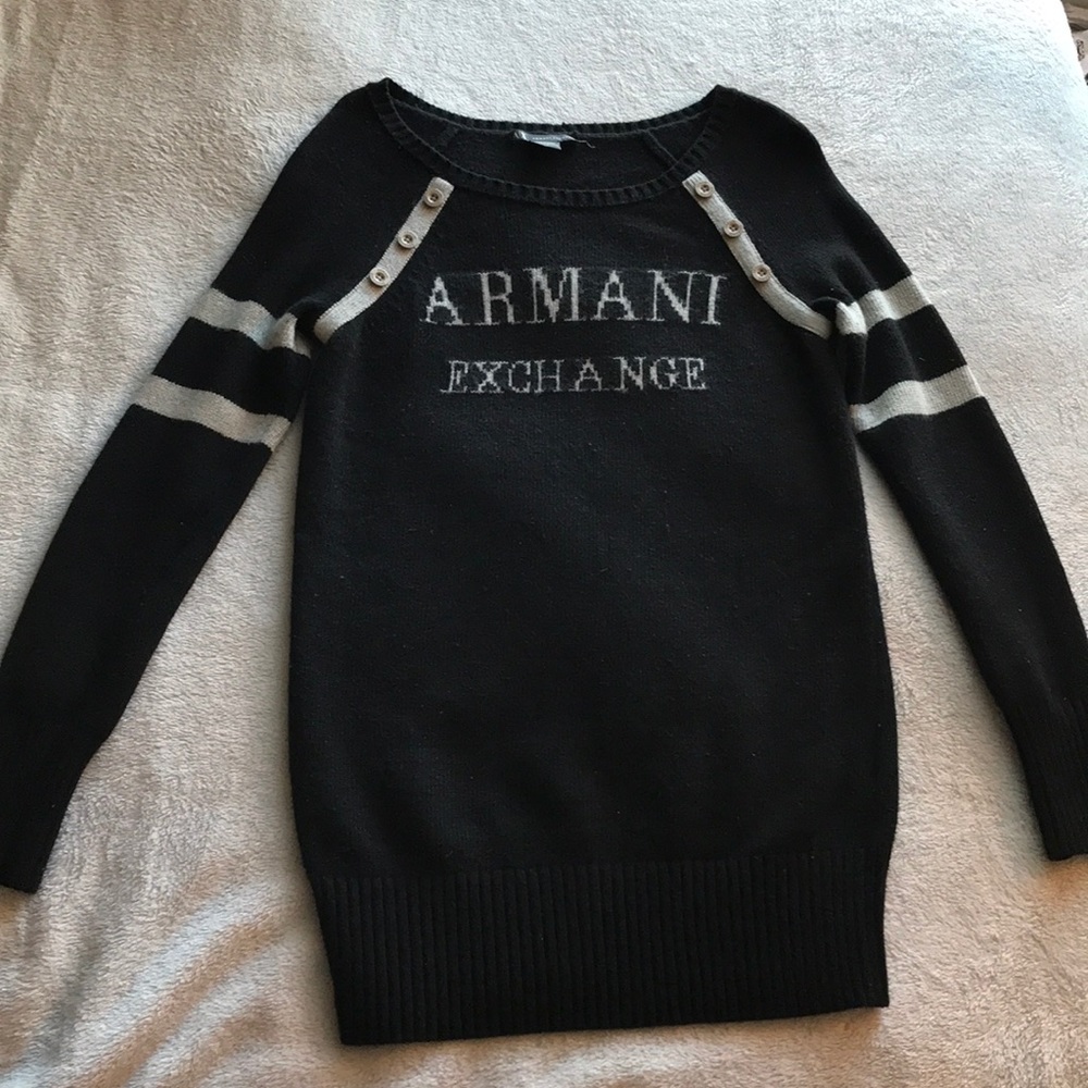 Armani Exchange Black and Grey Sweater